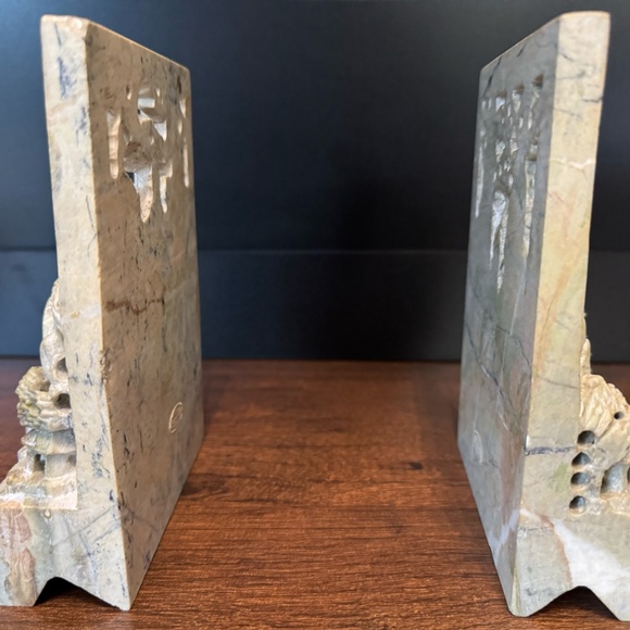 Book end marble Chinoiserie Style Decor - Hand Carved - Vintage - Picture 2 of 3